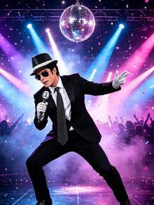 3pcs D EXCEED Disco Star Performance Costume Accessories, Unisex, Sequin Hat, Gloves, Bow Tie, Popular Stage Party Outfit, Suitable For Halloween Party, Cosplay - Multicolor - View 3