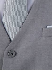 Men's Formal Suit Vest, Large Pockets, Solid Color, Suitable For Business, Party, Wedding, Light Gray, XS-XXXL - Light Grey - View 5
