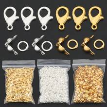 250pcs/500pcs DIY Jewelry Findings Set Includes Lobster Clasp, Jump Rings, Clasps, DIY Buckle Kit, End Connectors, Open Jump Rings, Suitable For Bracelet Connectors, Beading, Bead End Connectors, Anklet End Closed Rings, Fixed Hanging Rings, Jewelry Connecting Rings And Other Handmade Jewelry Making - Lobster Clasp & Bag Clasp & Jump Ring - View 1