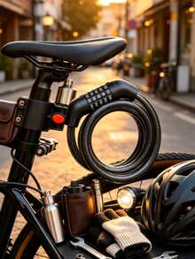 1pc Upgraded Bicycle Combination Cable Lock With Mounting Bracket, Flexible Spiral Steel Cable Design, High-Strength Steel Cable Material, Includes Mounting Bracket For Convenient Storage, Suitable For Daily Parking Theft Prevention - A - View 8