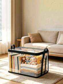 1/3pcs Heavy Duty Transparent Storage Box With Flip Lid, Large Rectangular Stackable Space-Saving Organizer Bin, Toy Transparent Storage Bag, Toy/Clothing Storage Container, College Dorm Essential, Closet Organizer, Transparent Halloween/Christmas Gift Display Bag - Multicolor - View 3