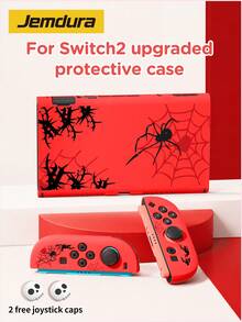 1件裝萬聖節元素白色蜘蛛網、黑紅蜘蛛圖案保護殼，相容於 Switch 2 (2025) 遊戲主機，含骷髏搖桿帽，相容於 Switch/Switch 2 遊戲主機配件，全套 Switch 保護殼，保護您的遊戲主機，送給親友的最佳萬聖節禮物 - 彩色 - 查看 13