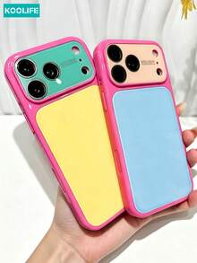 KOOLIFE Luxury Ins Style Summer Dopamine Color Block Phone Case, Compatible With IPhone 17 Pro Max, New 16 Pro Max, 15 Pro Max, 13 Pro, 13, 14 Pro Max - Magenta Edge + Blue Backplate - View 7