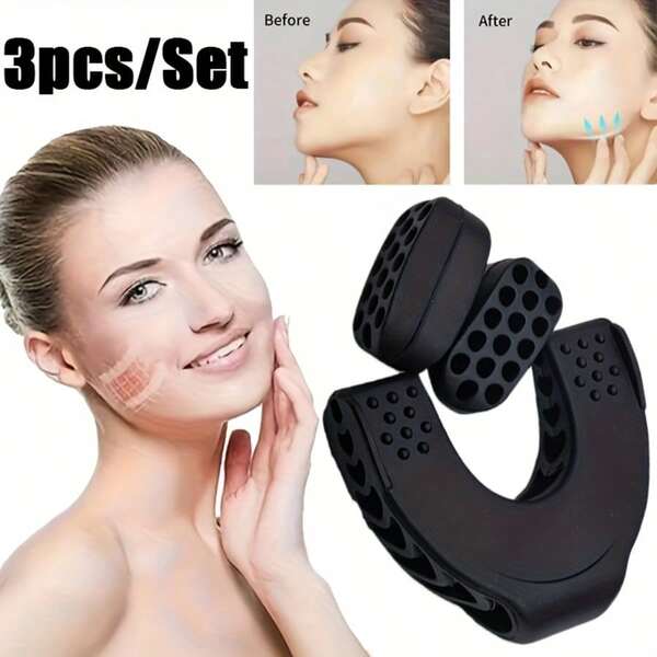 3pcs/Set Jawline Exerciser, U-Shaped Face Chin Trainer, Chewing Ball Bite Exerciser, Suitable For Jaw Angle, Bite Strength And Sagging For Men And Women, Facial Muscle Trainer