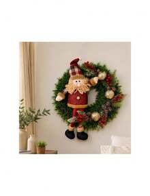 Guirlanda Natalina Enfeite Decoração Boneco Papai Noel 45cm - A - Visão 1