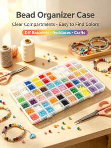 60/28/24 Compartment Transparent Plastic Modern Style Storage Box With Lid, Durable Multi-Grid Organizer, Suitable For Jewelry, Hardware, Craft Supplies, Desktop Rectangular Container, Secure Closure Design, Perler Bead Storage Box - Multicolor - View 4