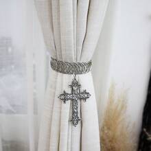 1pc Vintage Style Metal Cross Curtain Tieback Accessory Curtain Holder Curtain Holdback For Home Office Decoration - one-size - View 3