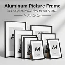 1/3 Set 30x40cm Aluminum Photo Frame, Black Frame, A3 Poster Frame, A4 Certificate Frame, Minimalist Flat Aluminum Frame, Suitable For Wall Hanging Or Desktop Display, Home Living Room Decoration, Wall Hanging Frame, Desktop Decor - Multiple Styles - View 16