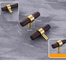 1/4 Pack Premium Brass & Walnut Drawer Pulls, Unique Wood + Metal Design, Modern Minimalist Style, Exquisite Details, Suitable For Drawers, Cabinet Doors, Wine Cabinets, Storage Cabinets, Wardrobes - Multi-color - View 5