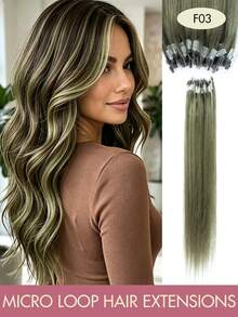 Women's Micro Ring Human Hair Extensions, Rainbow Color 12-20 Inch 30g Straight Hair Micro Bead Extensions, Add Length And Volume, Suitable For Party, Holiday And Daily Hairstyles - Multicolor - View 23