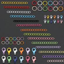 200pcs/Kotak Komponen Pembuatan Gantungan Kunci DIY, Warna Campuran Acak, Termasuk 50pcs Jepit Lobster Enamel Warna-warni + 50pcs Rantai Perpanjangan + 100pcs Cincin Penghubung, Cocok Untuk Gantungan Kunci DIY Kepang, Liontin Tas, Konektor Kalung Hewan Peliharaan, Cincin Konektor Terbuka, Jepitan Pegas, Bahan Pembuatan Aksesoris Gantungan Kunci, Pembuatan Aksesoris Gantungan Kunci DIY - Gesper lobster & rantai ekor & cincin loncat - View 10