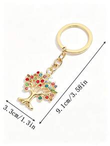 Luxury Rhinestone Tree Of Life Keychain, Bag Charm Pendant, Multi-Color Full Rhinestone Design, Gold Alloy Tree-Shaped Pendant Exquisite And Sparkling. Paired With Large Metal Key Ring, Sturdy Chain Resistant To Breaking, Suitable For Bags, Car Keys, Backpacks. Symbolizes Lucky Money Tree, Compact And Portable, Ideal For Gifts Or Personal Use, Ins Style Versatile Accessory, Holiday Gift Choice. - Multicolor - View 11
