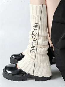 1 Pair Black/2 Pairs Black & White Fashionable Women's Ruffle Loose Leg Warmers, Comfortable & Warm, Suitable For Autumn/Winter - Multicolor - View 13