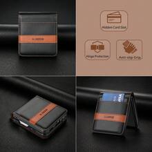 RFID Blocking Faux Leather Wallet Case For SamsungGalaxy Z Flip 8 7 7FE 6 5 4 3 5G With Card Holder Kickstand Flip Cover Phone Wallet Bag - Black - View 8
