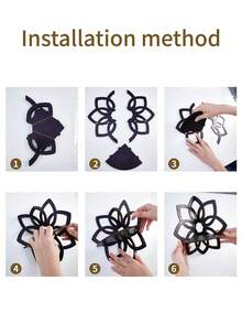 1PC Minimalist Black Line 8-Petal Lotus Bloom Design Decorative Storage Shelf, Wooden DIY Assembly Floating Shelf/Shelves, Wall Storage Rack, Yoga Wall Shelf, Hollow Wall-Mounted Shelf, Corner Shelf, Suitable For Candle Holder Decorative Shelf, Home Cozy Decor Corner Shelf, Living Room Display Shelf, Small Item Storage Rack - Black - View 12