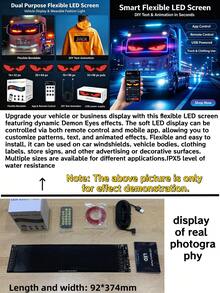 Nueva pantalla LED flexible de Halloween, pegatina de coche con ojo de demonio dinámico, compatible con control remoto y control por aplicación, texto, imágenes y animaciones personalizables, pantalla LED portátil y suave, adecuada para parabrisas de coche, decoración de carrocería de coche, etiquetas de ropa, letreros de tienda y anuncios, IPX5 - Multicolor - Ver 16