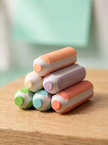 6pcs Random Color Pencil‑Shaped Erasers, Cute Hexagonal Strip Eraser, Soft Clean Erasing No Residue, Durable Rubber Eraser For Homework Drawing, Portable Student School Office Stationery Supplies - Pen-shaped Eraser - View 4