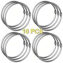 10pcs Metal Shower Curtain Rings, Anti-Drop Round Shower Curtain Hooks, Rust-Proof Shower Curtain Rod Hooks, Smooth Sliding Shower Curtain Rings, Easy Installation, Bathroom Shower Curtain Accessories, Suitable For Standard Shower Curtain Rods - Silver - View 3