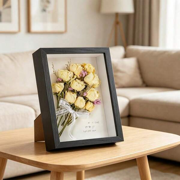 Hollow 5cm Shadow Box Frame Display Box, Eyeshadow Box, Inner Depth 5cm/1.97in, Multi-Scene Use, Preserved Flower Plant Specimen Storage Frame, Couple Handmade DIY Commemorative Decor, Valentine's Day Anniversary Heartfelt Gift Desktop Display (Does Not Include Any Items Or Accessories Inside The Frame, Frame Only)