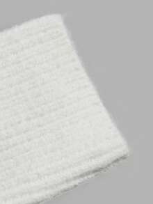 NiceArt Women's Fall-Winter Casual Solid Fake Two Pieces V Neck Ribbed Long Sleeve Irregular Hem Loose Pullover Sweaters Tops Daily Fall Outfit - White - View 4