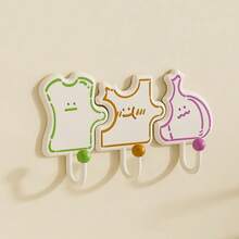 3pcs Kitchen Adhesive Hooks No-Drill Wall Mounted Organizer With Onion Ginger Garlic Design, Waterproof Storage Solution For Home Bathroom Bedroom Decor Accessories - Multicolor - View 9