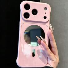 Magnetic Shockproof Phone Case Compatible With IPhone, Large Opening Full Camera Lens Protection, Matte Wavy Pattern Anti-Fingerprint Protective Cover, Compatible With Wireless Charger, Designed For Women, Suitable For IPhone 18/Ultra/17/16/15/14/13/12 Series - Pink - View 3