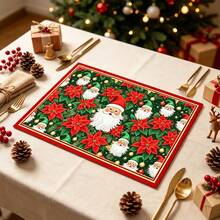 1pc Dish Drying Mat, Coffee Machine Mat, Christmas Dish Drying Mat, Christmas Flower & Santa Claus Pattern Kitchen Drain Mat, Absorbent Quick Dry Tabletop Protector, Holiday Atmosphere Suitable For Kitchen & Dining Table, Dish Water Control Mat, Home Gift, Tabletop Decor - XYLSD-943 - View 4