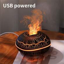 Humidificador de Aromaterapia con Llama Dinámica de Simulación 2 en 1, Difusor de Niebla Grande de 180ml con Alimentación USB, Purificador de Aire Humidificador para Hogar, Dormitorio, Oficina y Escritorio - 1PC - Ver 11