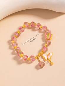 A Rose Garden Glass Bracelet, A Niche Light Luxury Butterfly Pendant Bracelet, High-End Feel Bracelet - Butterfly Rose Bracelet - View 5