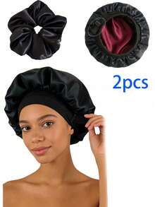 Double Layer Satin Cap, Adjustable Hat, Suitable For Women's Sleep Cap, Double-Sided Hair Net - A - View 11