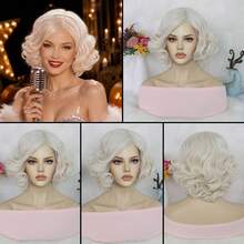 Women Retro Short Finger Wave Wig Multi Color Options High Temperature Synthetic Hair Breathable Mesh Cap Vintage Flapper Cosplay Wig For Retro Themed Party Halloween Carnival Costume Dress Up - Multicolor - View 20