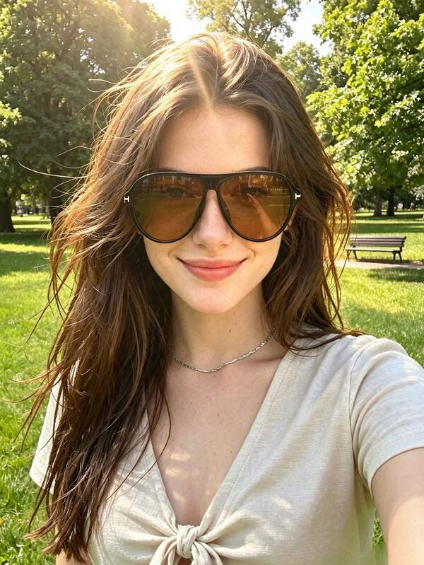 1pc European & American Style Oversized Frog-Shaped Glasses, Versatile Fashionable Eyewear For Women