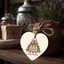 50pcs Merry Christmas Heart-Shaped Gift Tags With Jute Rope, Featuring Nutcracker Trio Surrounding Pine Tree And Candy Cane Design, Suitable For Gift Wrapping, Gift Sealing, Packaging Decoration, Adding Playful Charm To The Holiday - Sets - View 3