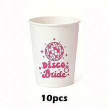 10/20/40Pcs Last Disco Party Cups Disco Ball Print Disposable Paper Cups For Bachelorette Bridal Shower Retro Disco Party Tableware Supplies - Disco - View 9