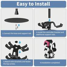 3-Tier Aluminum Alloy Controller Holder Stand, Rotatable Gamepad And Headset Hanger With Anti-Slip Base, Gaming Desk Organizer For P5/P4, XSX/XSS, Switch 2 And PC Controllers - View 6