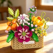 817pcs Flower Basket Building Blocks Set, Floral Set, Interlocking Toy Set, Creative Plant Floral Decor Model Toy, Home Office Desk Centerpiece Decoration, Ideal Gift For Flower Lovers, Mother's Day, Birthday, Christmas, Valentine's Day, Easter - Multicolor - View 4