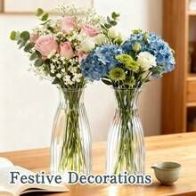 5/10pcs Shatterproof Transparent Plastic Cylinder Vases, Thick Bohemian Style Party Decor Suitable For Various Festivals, Weddings, Birthdays, Home Decor, Centerpieces For Floral Arrangements And Minimalist Dining Table Decorations - B - View 12