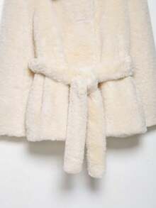 DEEKA Autumn/Winter New Women's European And American Style Fashion Belted Faux Fur Effect Coat Jacket - Beige - View 10