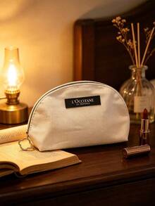 L'Occitane Cream Canvas Tote Bag, Gold Sun Print Brand Letter, Large Capacity Shoulder Handbag, Multi-Functional Storage Bag, Can Hold Books And Cosmetics, Minimalist French Style, Women's Holiday Gift LOCCITANE-GIFT-52 - White - View 3