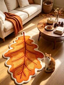 1pc Yellow Autumn Leaf Decor Rug, Bedroom Decor, Small Rug, Carpet, Home Decor, Living Room Rug, Living Room Small Rug, Bedroom Rug, Living Room Home Decor, Outdoor Rug, Washable Rug, Graduation Gift - Autumn Leaves - View 3