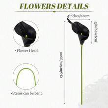 6/12pcs Realistic Black Calla Lily Artificial Flowers, Suitable For Home Decor, Outdoor Garden Decoration, Wreaths, Wedding Arrangement, Tabletop Decoration, Autumn Decor, Teacher Gifts, Halloween - Black - View 3