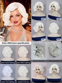 Women Retro Short Finger Wave Wig Multi Color Options High Temperature Synthetic Hair Breathable Mesh Cap Vintage Flapper Cosplay Wig For Retro Themed Party Halloween Carnival Costume Dress Up - Multicolor - View 9