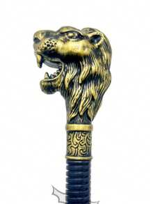1pc Dual-Color Lion Scepter, 2-Section Detachable, Vintage Style, Fashionable And Elegant, High-End British Gentleman Walking Cane, Suitable For Daily Use, Festivals, Christmas, Halloween, Cosplay, Stage Performance, Props, School And Other Occasions - Multicolor - View 2