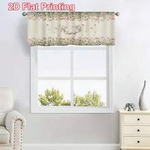 2pcs/ 1pc Kitchen Curtain Set,Watercolor Pink Tulip Floral Wreath Green Foliage Border Pattern Printed Curtain Combination,2D Flat Print,Suitable For Kitchen,Restaurant,Home Decoration,Curtain Decoration Curtains + Window Curtain - Multicolor - View 10