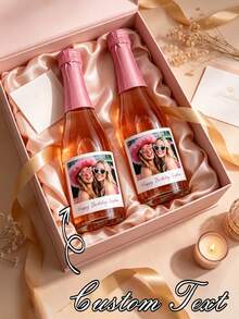 1/4/8/10pcs Customized Wine Bottle Labels, Personalized DIY Wine Bottle Stickers, Can Design Birthday Person's Name And Birth Date, Stick On Wine Or Champagne Bottles, Create Eye-Catching Visual Focus, Instantly Enhance Atmosphere - Multicolor - View 1