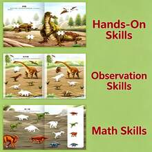 1PC Animal World Sticker Book For Kids, 6 Animal Themes, Home Educational Quiet Time Activity, Perfect For Christmas/Birthday/Halloween/Thanksgiving Gifts - A Dinosaur Sticker Book - View 6