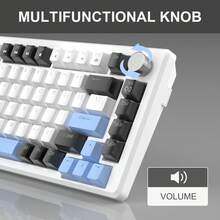 MageGere -STAR75 Mechanical Gaming Keyboard, Knob Control, 75% Compact Blue Backlit Wired Gaming Keyboard, Featuring Tactile Switches, EVA Silent Portable Design, Compatible With Tablets And Windows Systems - White - View 7