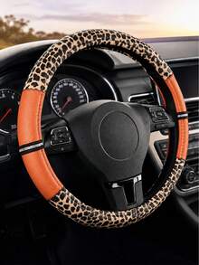 Leopard Print Rhinestone Shiny Steering Wheel Cover, Non-Slip Rubber Inner Ring PU Leather Car Accessory, Suitable For Women And Girls, Vintage Breathable Grip Protective Cover, Universal 15 Inch, Car Interior Accessory - Leopard Print With Diamonds - View 22