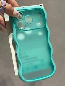 可愛糖果色波浪設計磨砂手機殼，相容 iPhone 18 Pro Max 18 Pro 17 Pro Max 17 Pro 17 16 Pro Max 16 Pro 16 15 Pro Max 15 Pro 15 14 13 12 Pro Max 11，軟質彩色防震保護殼 - 湖藍色 - 查看 4