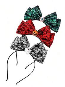 1pc New Halloween Bow Headband Pumpkin Ghost Eyeball Design Head Hoop Festival Party Costume Headwear - Multicolor - View 7